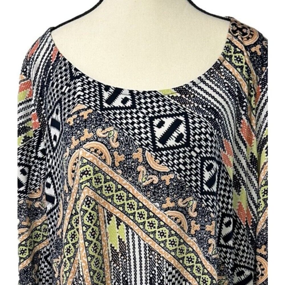 A.B.C. Womens Mini Dress Plus Size 1X  Shift Multicolor Chevron Stretch Bust 44